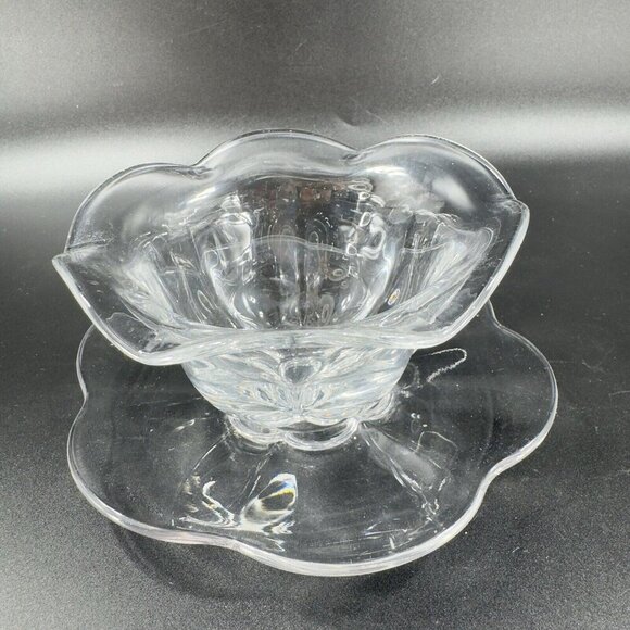 Duncan Miller Glass Company Canterbury Clear Teacup And Saucer Manganese 365nm - Picture 9 of 15